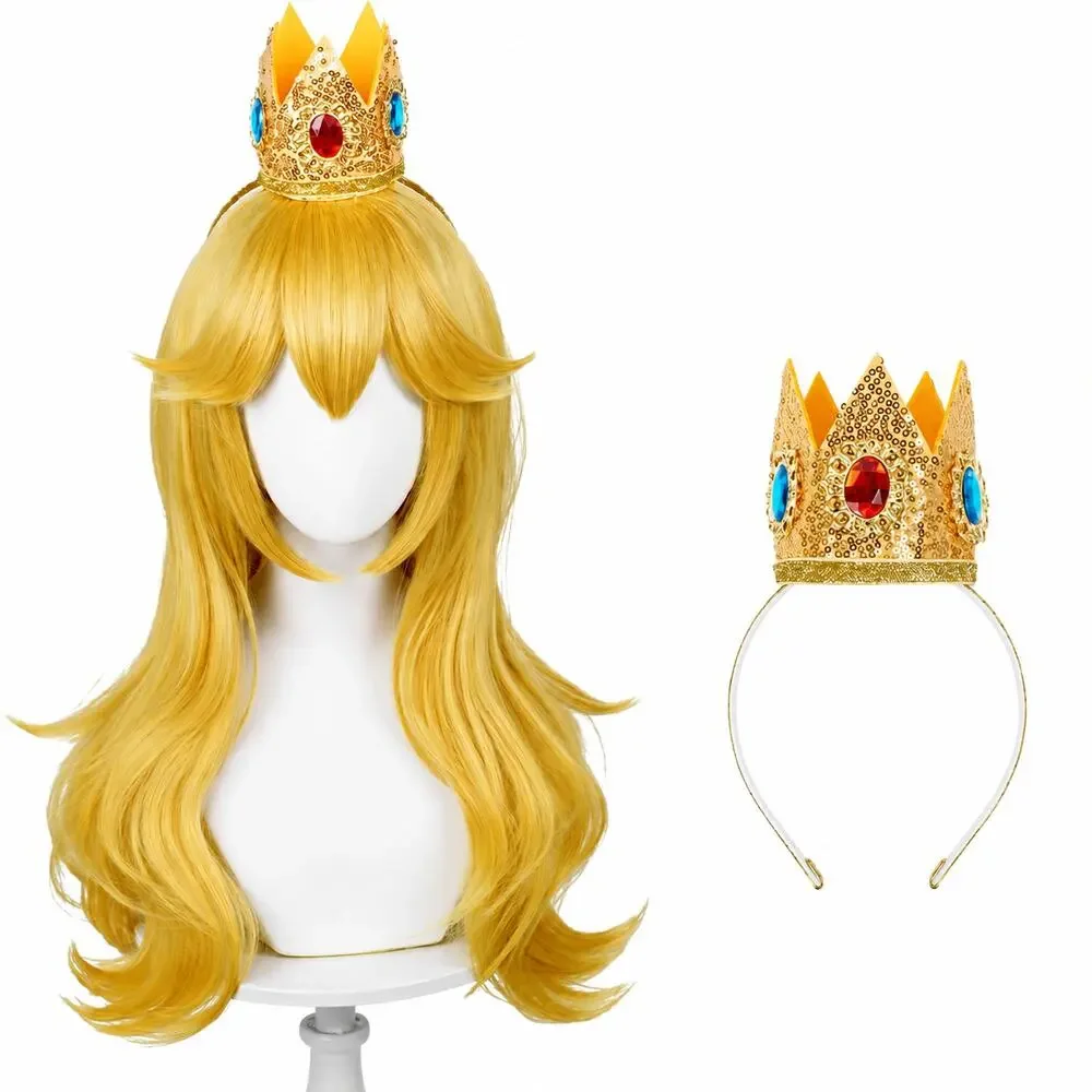 Golden Blonde Mermaid Princess Cosplay Wig Crown Adult Halloween Costume Set